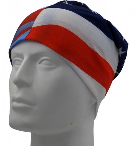 Skullies & Beanies Multi-Use Outdoor/Sports Printed Slouchy Beanie Hats OSFM 1 PC - Us Flag-2 - CT18WEQ056I $8.01