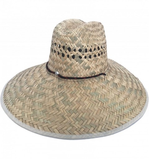 Sun Hats Headchange Wide Brim Lifeguard Hat Mexican Straw Beach Sun Summer Surf Safari - Natural / White Bound - CT18DL8Y4ER ...
