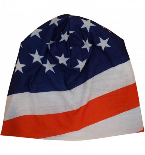 Skullies & Beanies Multi-Use Outdoor/Sports Printed Slouchy Beanie Hats OSFM 1 PC - Us Flag-2 - CT18WEQ056I $8.01