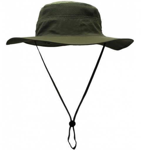 Sun Hats Outdoor Mesh Sun Hat Wide Brim Sun Protection Hat Fishing Hiking Hat - 1-army Green - CS17YKTKIXG $20.78