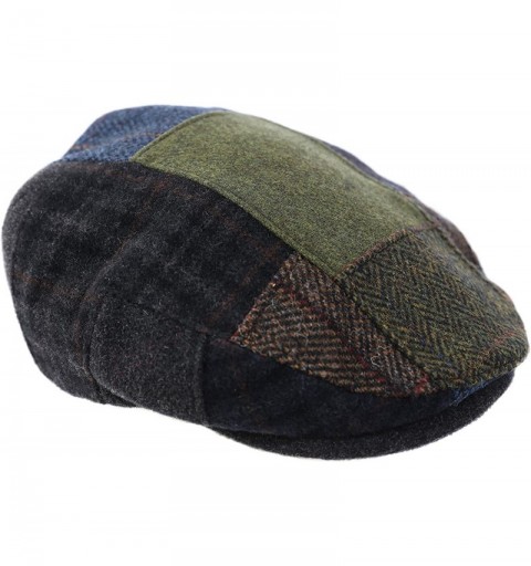 Newsboy Caps Men's Flat Cap Patchwork 100% Wool Earthtones Made in Ireland - CA127MEJ329 $47.30