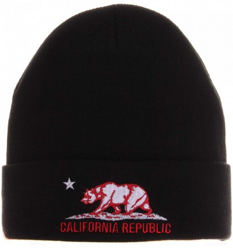 Skullies & Beanies Unisex California Republic Winter Knit Beanie Hat Cap - Cuff - Black White - C8129NSXL11 $8.73