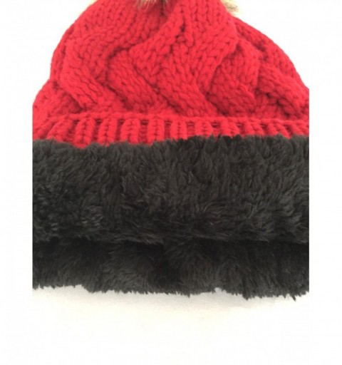 Skullies & Beanies Women Chunky Cable Knit Oversized Slouchy Baggy Winter Thick Beanie Hat Pom Pom - Red - CH1884ASGYW $11.18