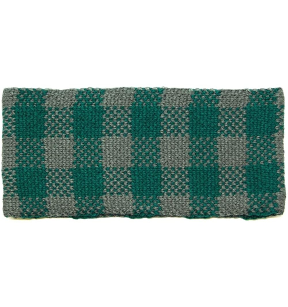 Cold Weather Headbands Women's Winter Knitted Headband Ear Warmer Head Wrap (Flower/Twisted/Checkered) - Checkered-green - CE...