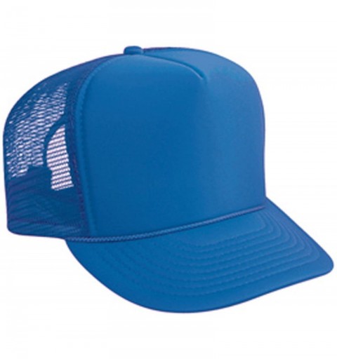 Baseball Caps Polyester Foam Front Solid Color Five Panel High Crown Golf Style Mesh Back Cap - Royal - CM11TOP9UYV $11.32