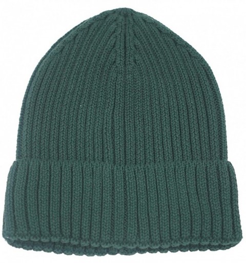 Skullies & Beanies Mens Womens Daily Beanie Hat Rib Knitted Cotton Winter Caps - Dark Green - CJ1925GK24S $8.46