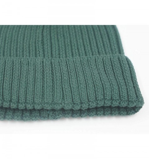 Skullies & Beanies Mens Womens Daily Beanie Hat Rib Knitted Cotton Winter Caps - Dark Green - CJ1925GK24S $8.46