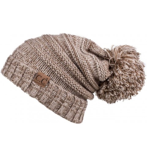 Skullies & Beanies Exclusives Unisex Oversized Slouchy Beanie with Pom Pom - Taupe - CN12LHEDXB7 $14.84