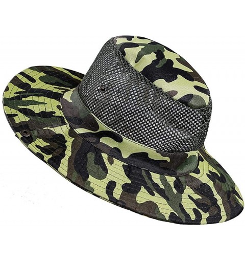 Sun Hats Men Summer Outdoor Sun Protection Military Camo Fishing Boonie Hat Mountaineering Hat Sun Hats - Dark Green - CL18TH...