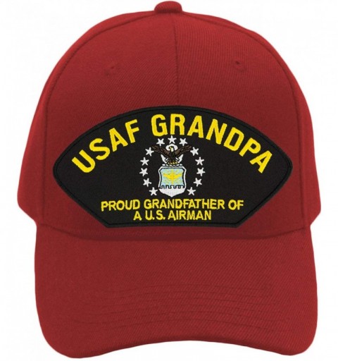 Baseball Caps Air Force Grandpa - Proud Grandfather of a US Airman Hat/Ballcap (Black) Adjustable One Size Fits Most - Red - ...