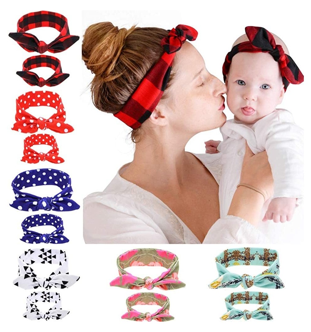 Headbands 12Pcs Mom and Me Knotted Headband Newborn Baby Toddlers Girls Headwrap Top Knot Hairband Hair Bow 6 Set - CO184SAQQ...