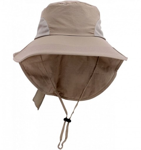 Sun Hats Women's Large Foldable/Roll Up Canvas Sun Hat w/UPF 50+ & Bow Decoration - Khaki - C2180ANEZUE $15.09