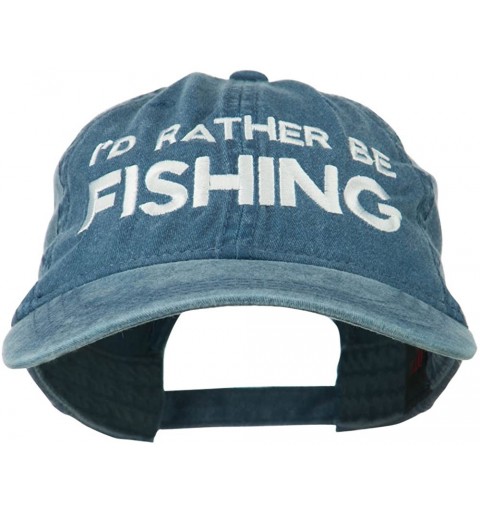 Baseball Caps I'd Rather Be Fishing Embroidered Washed Cotton Cap - Navy - C611ONYW5OZ $25.86