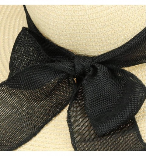 Sun Hats Straw Hat Sun Hat Foldable Roll up Beach Cap Big Bowknot Cap UPF 50+ - Black Beige - CI18T7SCK5C $11.58