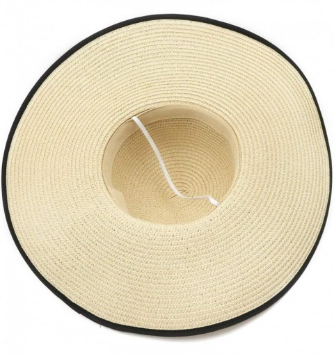 Sun Hats Straw Hat Sun Hat Foldable Roll up Beach Cap Big Bowknot Cap UPF 50+ - Black Beige - CI18T7SCK5C $11.58
