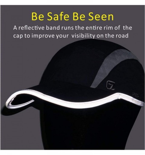Baseball Caps UPF 50+ Outdoor Hat Folding Reflective Running Cap Unstructured Sport Hats for Men & Women - Black - CA182S5M5T...