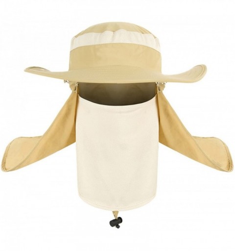 Sun Hats Wide Brim Cowboy Hat Unisex Foldeable Cap Sun Block UPF50+ Golf Fishing Hiking- Camping - Khaki - CN17YQEGMDE $13.94