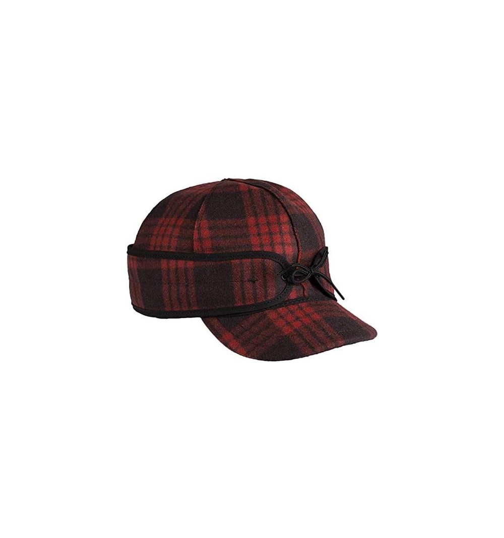 Baseball Caps Millie Kromer Cap - Winter Wool Hat with Ponytail Opening - Black/Red Tartan - CB12NU6A5KI $40.22