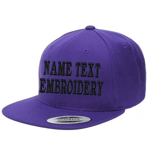 Baseball Caps Yupoong Snapback Hat Custom Flat Embroidery Cap Personalized Name Text Flat Bill Wool - Purple - CT180K7EQTH $1...