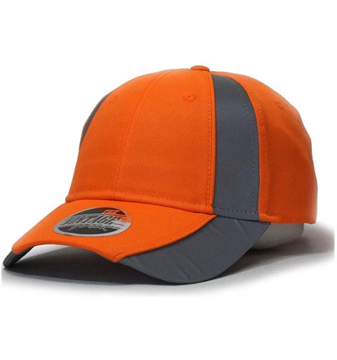 Baseball Caps Reflective High Visibility Piping Neon Polyester Twill Low Profile Baseball Cap - Neon Orange/Ref.gray - C6186D...