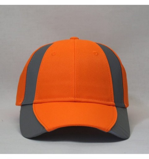 Baseball Caps Reflective High Visibility Piping Neon Polyester Twill Low Profile Baseball Cap - Neon Orange/Ref.gray - C6186D...