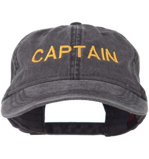 Baseball Caps Captain Embroidered Low Profile Washed Cap - Black - CT11MJ3UEOF $22.30