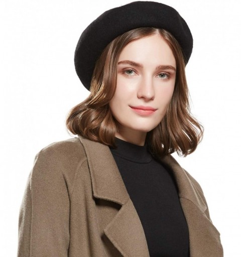 Berets Wool French Beret Hat - Adjustable Casual Classic Solid Color Artist Caps for Women - Black - C518HYEMIX7 $10.62