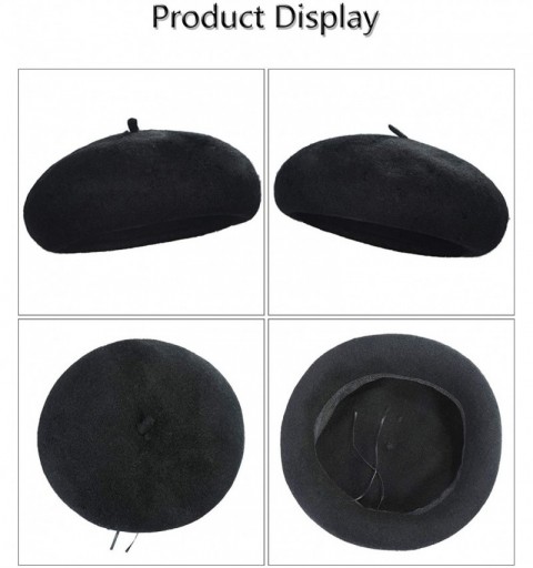 Berets Wool French Beret Hat - Adjustable Casual Classic Solid Color Artist Caps for Women - Black - C518HYEMIX7 $10.62