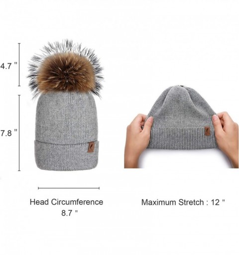 Skullies & Beanies Winter Knit Hat Warm Slouchy Beanie Hat Pom Pom Hat Ski Cap for Women and Girl - Grey - CQ18TK4SDCL $10.84