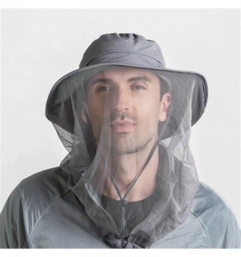 Sun Hats Outdoor Mosquito Net Hat- Safari Sun Bucket Hat with Hidden Net Mesh - Light Gray - CX18QIT20DU $18.15