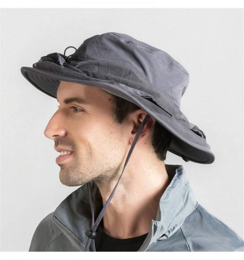 Sun Hats Outdoor Mosquito Net Hat- Safari Sun Bucket Hat with Hidden Net Mesh - Light Gray - CX18QIT20DU $18.15