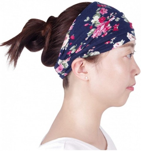 Headbands Boho Headbands for Women Retro Printed Floral Hair Bands Seamless Elastic Band Headband Fashion Head wrap - CF18UXD...