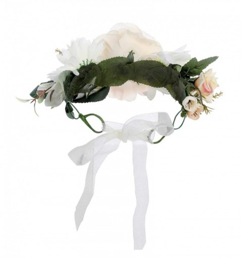 Headbands Flower Crown Bohemian Floral Headdress - Beige + White - CU18R3LOW0K $13.08
