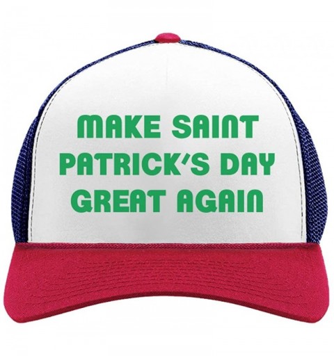 Baseball Caps Make St. Patrick's Day Great Again Trump Trucker Hat Mesh Cap - Blue/White/Red - C8189UGRLAO $14.57