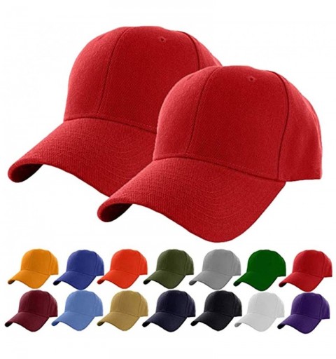 Baseball Caps Plain Adjustable Baseball Cap Classic Adjustable Hat Men Women Unisex Ballcap 6 Panels - Red/Pack 4 - C7192WOZC...