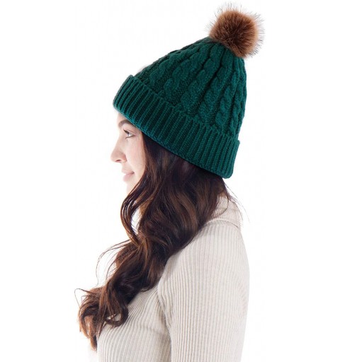 Skullies & Beanies Winter Wonderland Splash Patterned Thick Knit Fleece Lined Snow Beanie Hats - Green - C318KKM4NHT $13.25