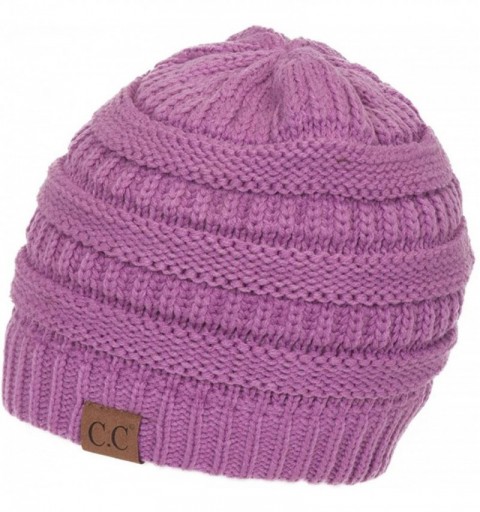 Skullies & Beanies Knit Soft Stretch Beanie Cap - New Lavender - CS12NTUPD6I $8.87