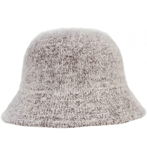 Bucket Hats Women Ladies Solid Color Angora Cloche Hat Vintage Style Warm Basin Hat Bucket Cloche Hat - Khaki - C618KEO59ER $...