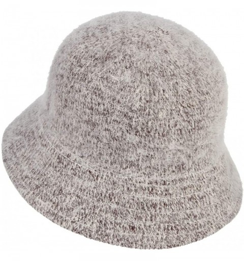 Bucket Hats Women Ladies Solid Color Angora Cloche Hat Vintage Style Warm Basin Hat Bucket Cloche Hat - Khaki - C618KEO59ER $...