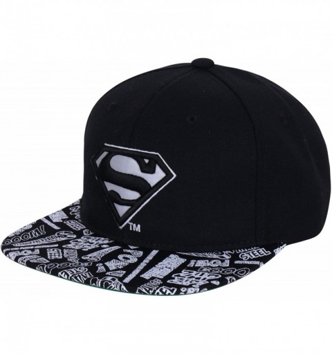 Baseball Caps Classic 'Superman' Logo Flat Bill Snapback Trucker Hat Baseball Cap - Black - CO12C8CLSS7 $20.73