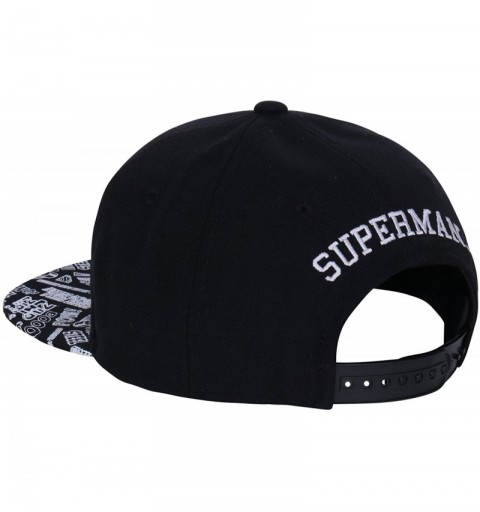 Baseball Caps Classic 'Superman' Logo Flat Bill Snapback Trucker Hat Baseball Cap - Black - CO12C8CLSS7 $20.73