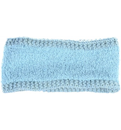 Cold Weather Headbands Womens Chic Cold Weather Enhanced Warm Fleece Lined Crochet Knit Stretchy Fit - Cable Knit Pastel Blue...