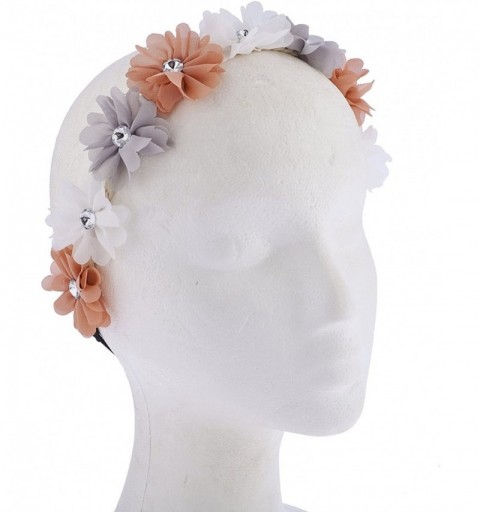 Headbands Multicolor Chiffon Flower Headband Flower Crown Headband - Multicolor Tan - CC187GDN25M $8.49