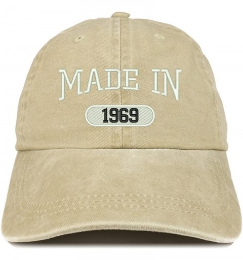 Baseball Caps Made in 1969 Embroidered 51st Birthday Washed Baseball Cap - Khaki - CA18C7HG0US $22.55