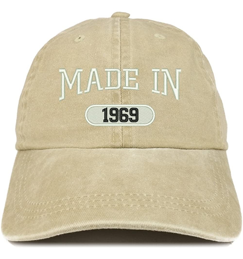 Baseball Caps Made in 1969 Embroidered 51st Birthday Washed Baseball Cap - Khaki - CA18C7HG0US $22.55