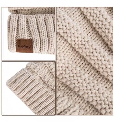 Skullies & Beanies Slouchy Beanie Hat for Women- Winter Warm Knit Oversized Chunky Thick Soft Ski Cap - Cuff Black+denim - CH...