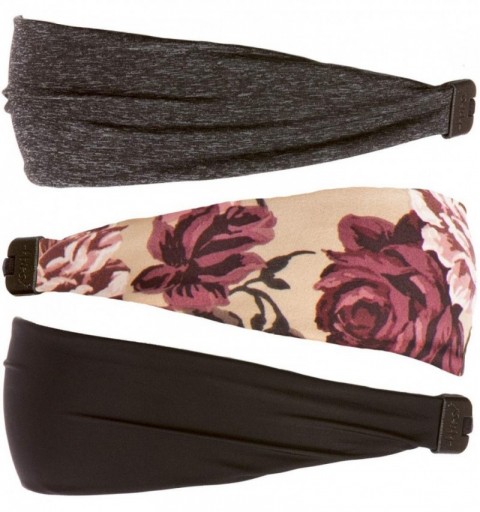 Headbands Adjustable & Stretchy Printed Xflex Wide Headbands for Women Girls & Teens (Black/Tan Floral/Charcoal Xflex 3pk) - ...