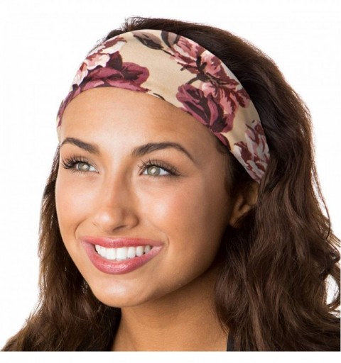 Headbands Adjustable & Stretchy Printed Xflex Wide Headbands for Women Girls & Teens (Black/Tan Floral/Charcoal Xflex 3pk) - ...