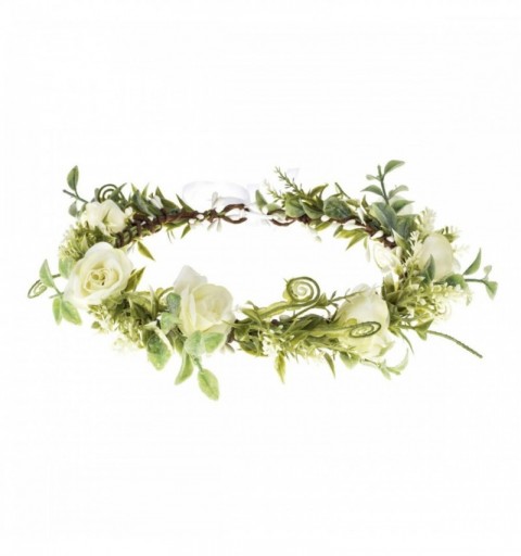 Headbands Bridal Green Leaf Crown Bohemian Headpiece Floral Headband Photo Prop (Eucalyptus white rose) - CF18ZW72RHW $27.30