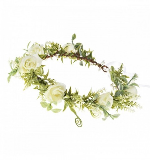 Headbands Bridal Green Leaf Crown Bohemian Headpiece Floral Headband Photo Prop (Eucalyptus white rose) - CF18ZW72RHW $12.13